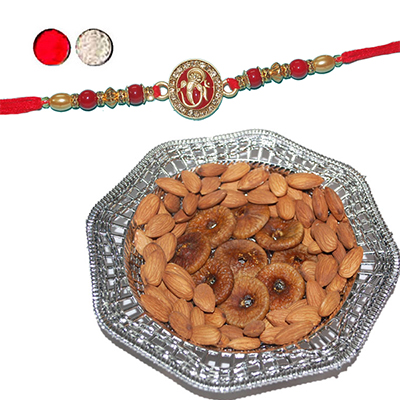 "Rakhi - ZR-5270 A (Single Rakhi) , Dryfruit Thali - code RD900 - Click here to View more details about this Product